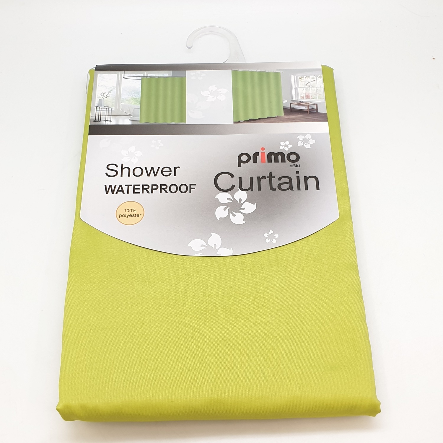 PRIMO ม่านห้องน้ำโพลีเอสเตอร์ DDF010-GN ขนาด 180x180 cm สีเขียวอ่อน
