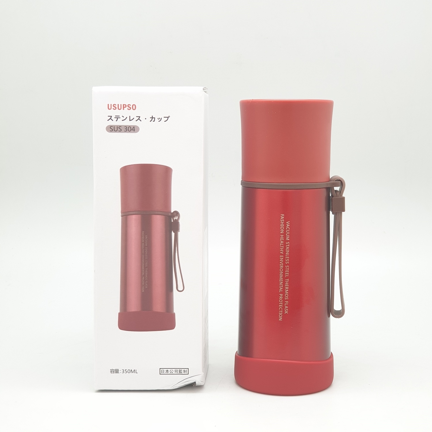 USUPSO แก้วมักฝาสเตนเลส 350ml. - สีแดง
