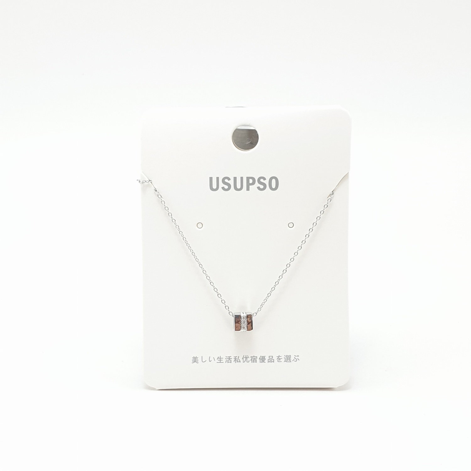USUPSO USUPSO สร้อยคอแฟชั่น จี้ทรงเหลี่ยม (#E) ขาว