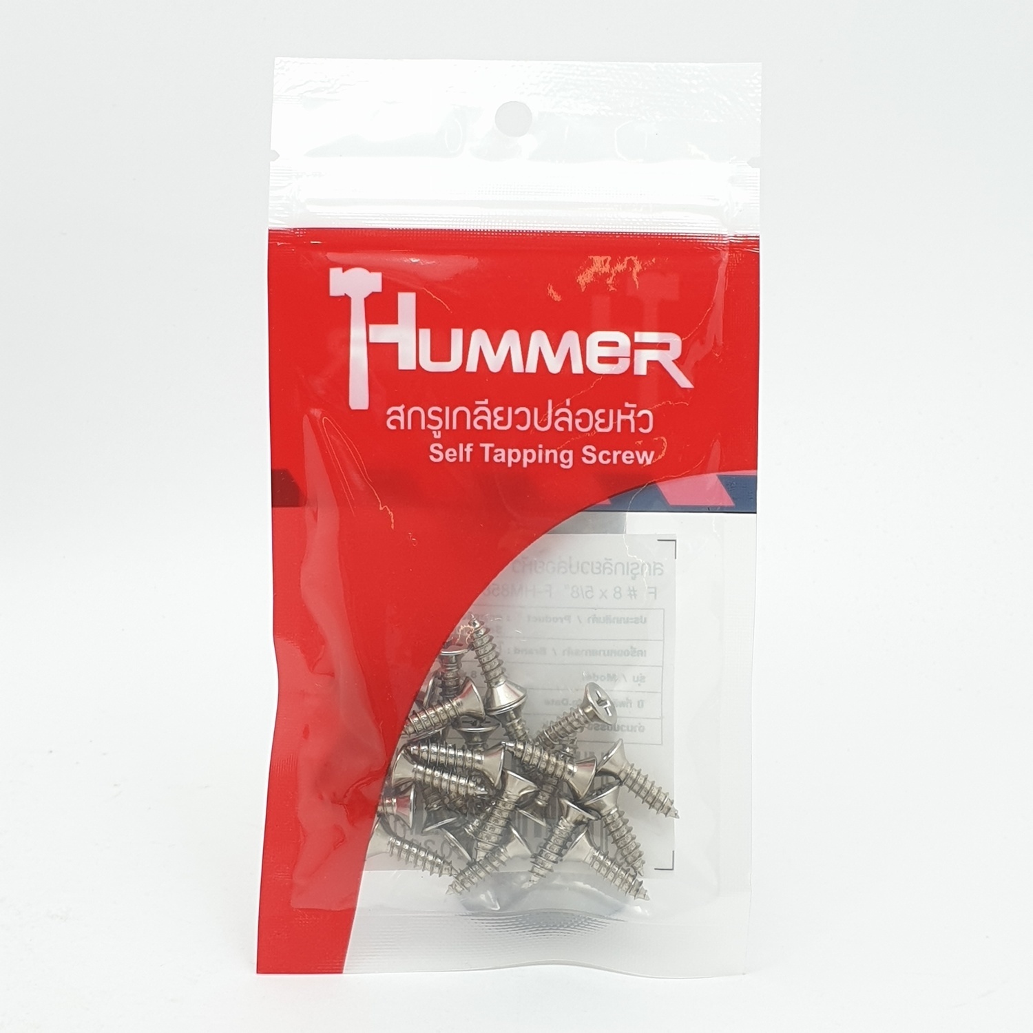 HUMMER สกรูเกลียวปล่อยหัว 8x5/8นิ้ว (25ตัว/แพ็ค) F-HM858 สีโครเมี่ยม