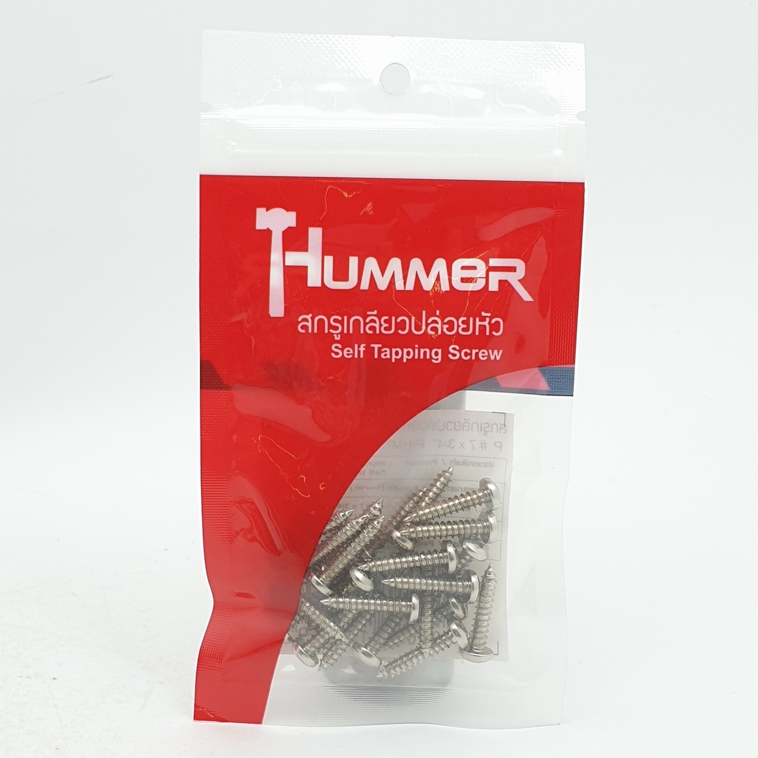 HUMMER สกรูเกลียวปล่อยหัว 7X3/4นิ้ว (25ตัว/แพ็ค) P-HM734 สีโครเมี่ยม