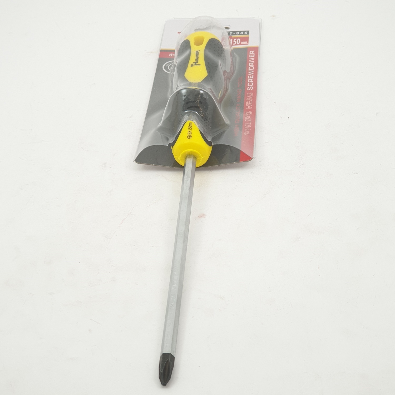 HUMMER ไขควงปากแฉกหัวแม่เหล็ก ขนาด 6x150มม. รุ่น WT-846 สีเหลือง