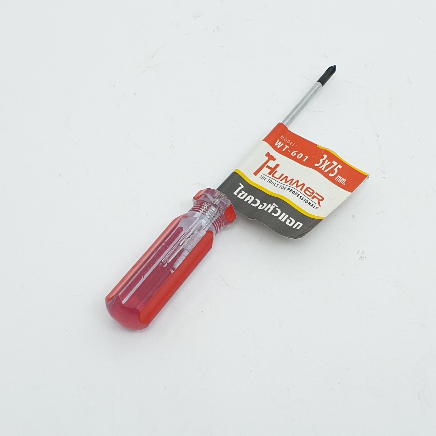 HUMMER ไขควงปากแฉกหัวแม่เหล็ก ขนาด3x75มม. รุ่น WT-601 สีแดง