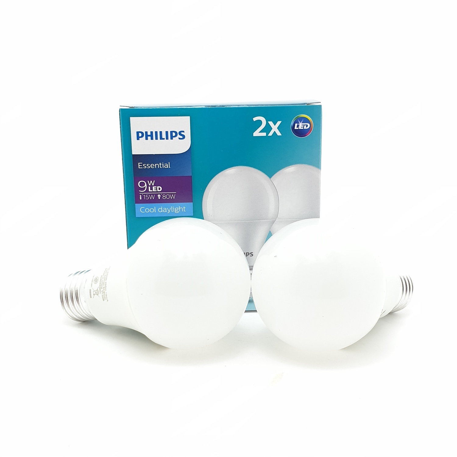 PHILIPS หลอดแอลอีดีบัลบ์ เอสเซนเชียล 9 วัตต์ เดย์ไลท์ แพ็คคู่ สีขาว