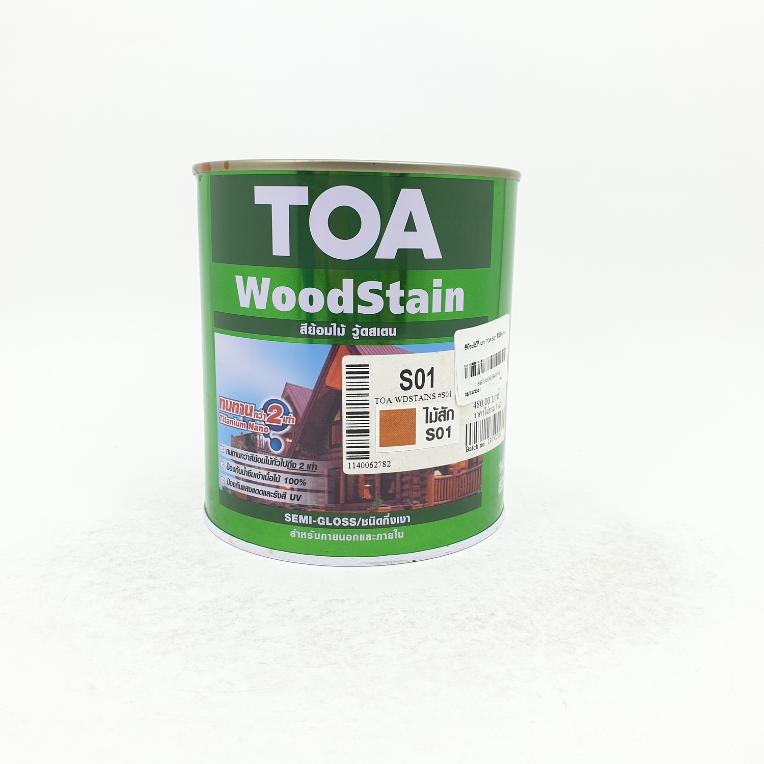 ทีโอเอ สีย้อมไม้ กึ่งเงา #S01 1/4 กล ไม้สัก