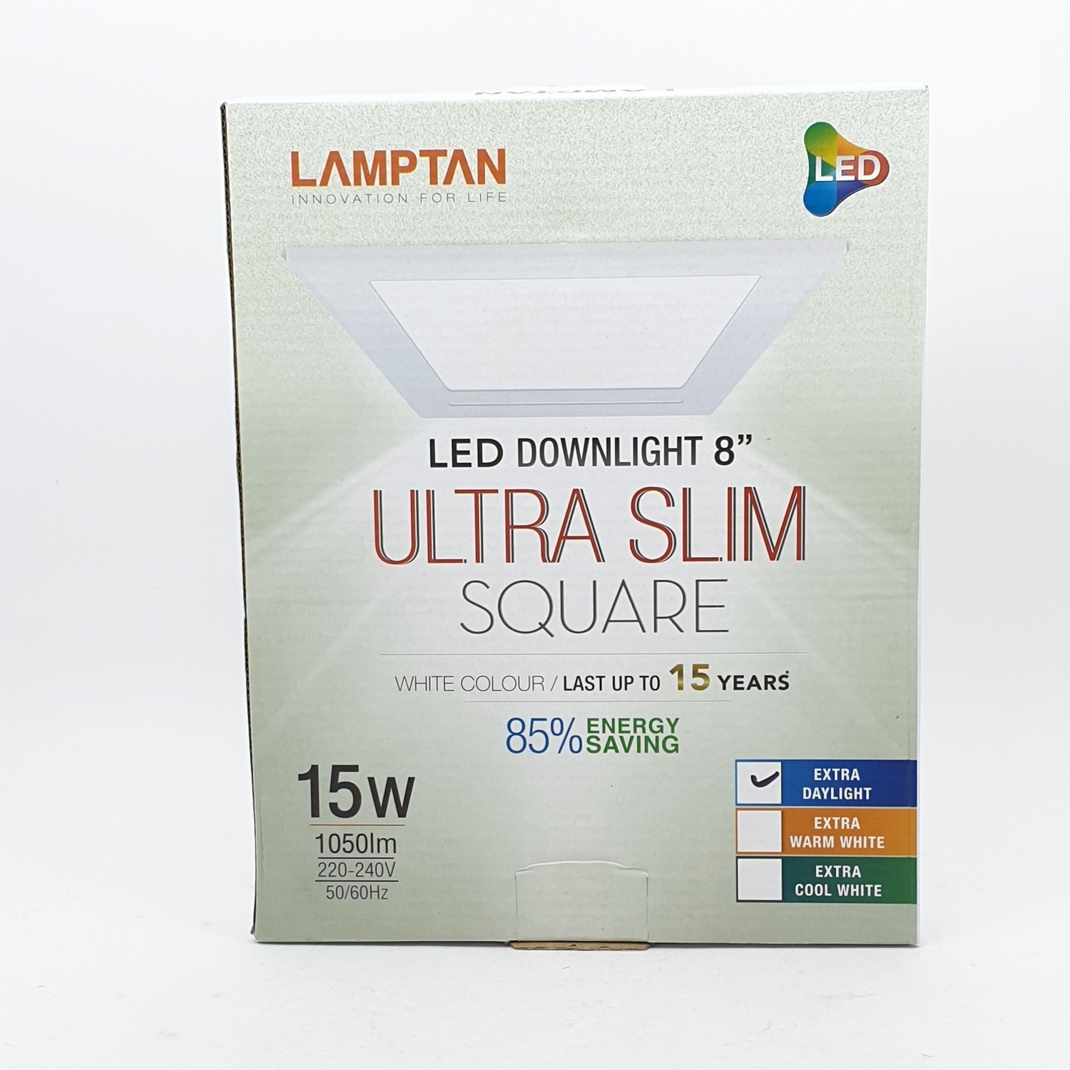 LAMPTAN โคมแอลอีดี ดาวน์ไลท์ 15W (4เหลี่ยม) Ultra slim สีขาว
