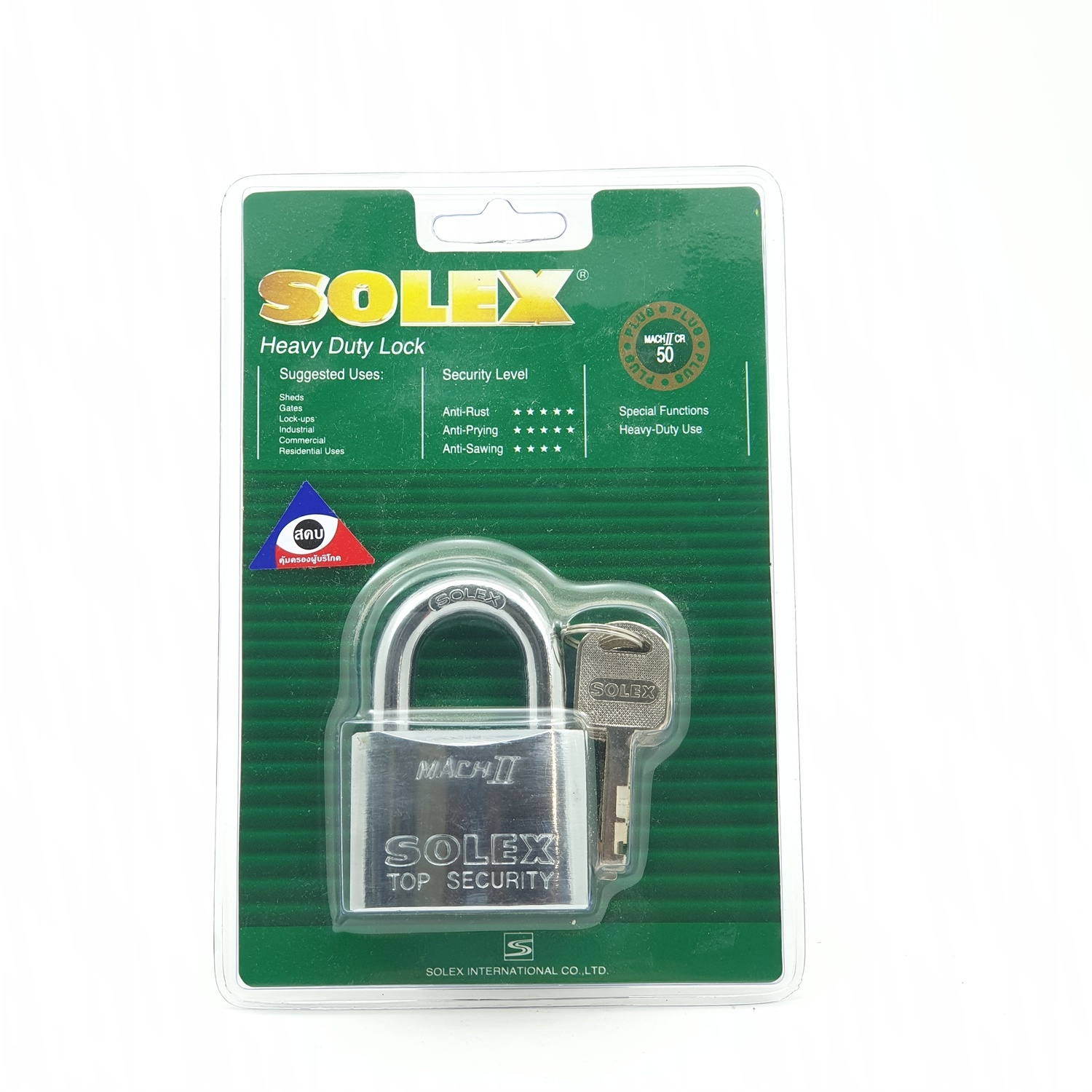 SOLEX กุญแจคล้อง MACH II CR ขนาด 50MM.PLUS