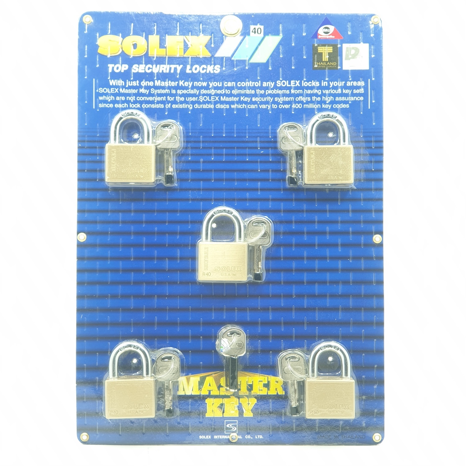 SOLEX 40 mm key padlock MTK 5:1 สีทอง