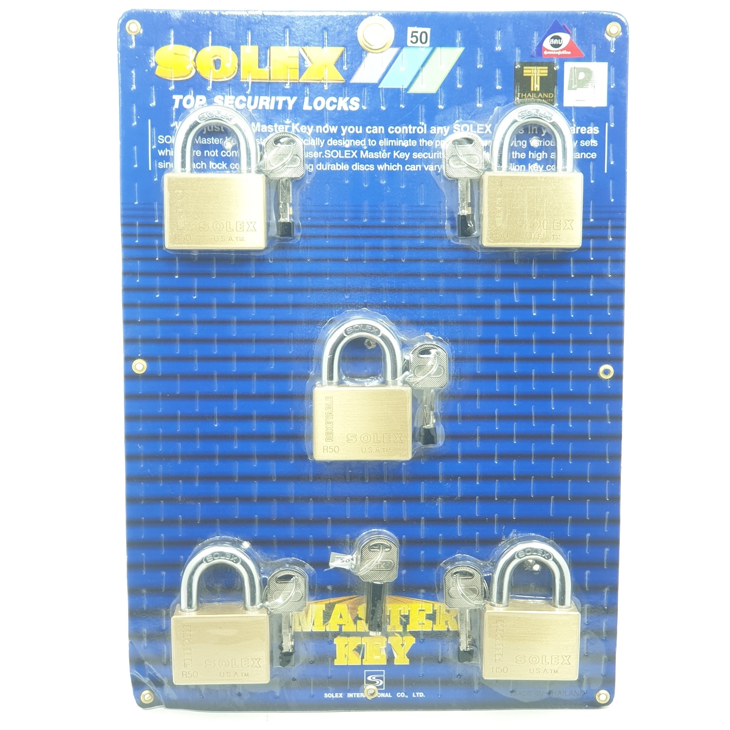 SOLEX 50 mm key padlock MTK 5:1 สีทอง