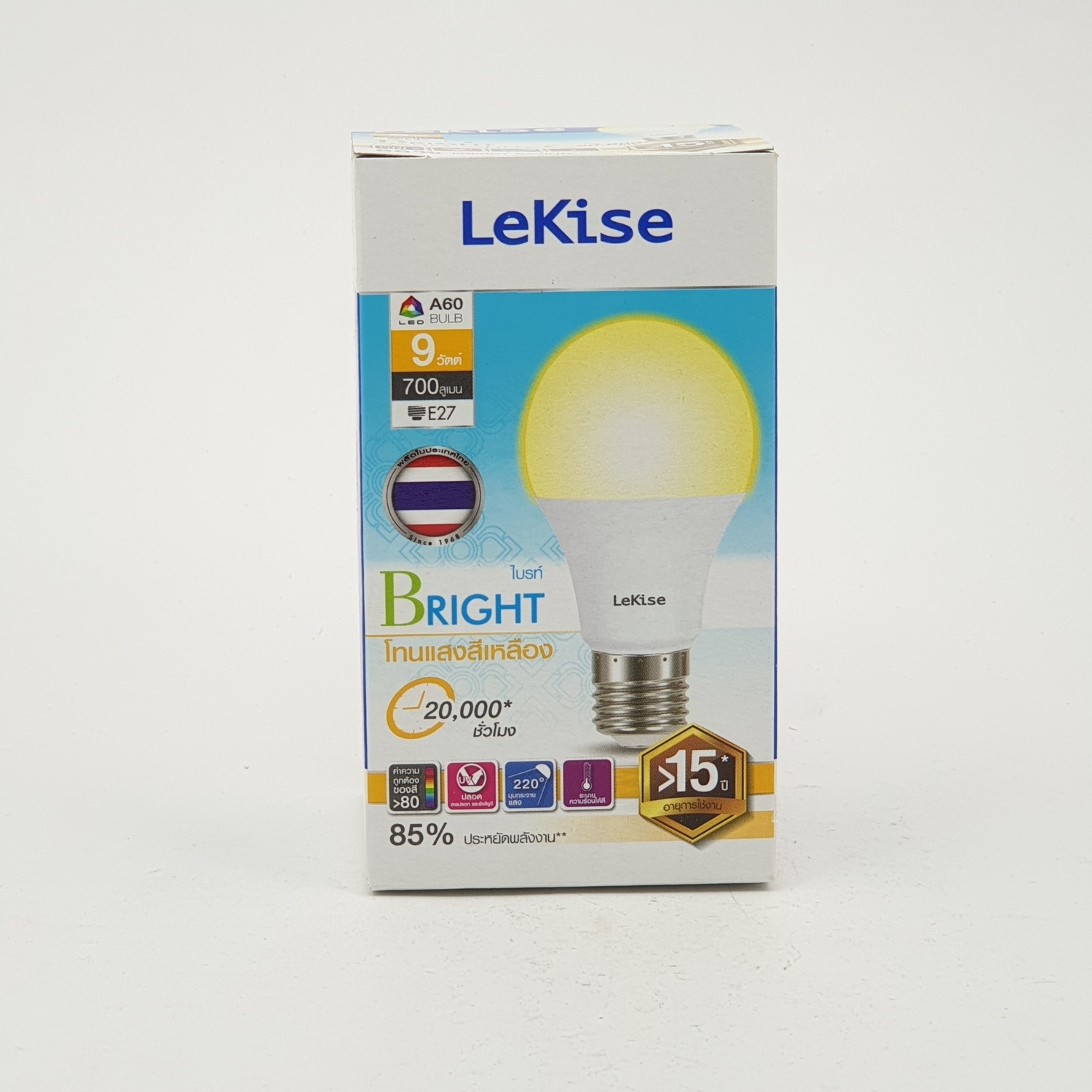 LEKISE หลอดไฟ แอลอีดี A60 9 วัตต์ รุ่น Bright แสงวอร์มไลท์