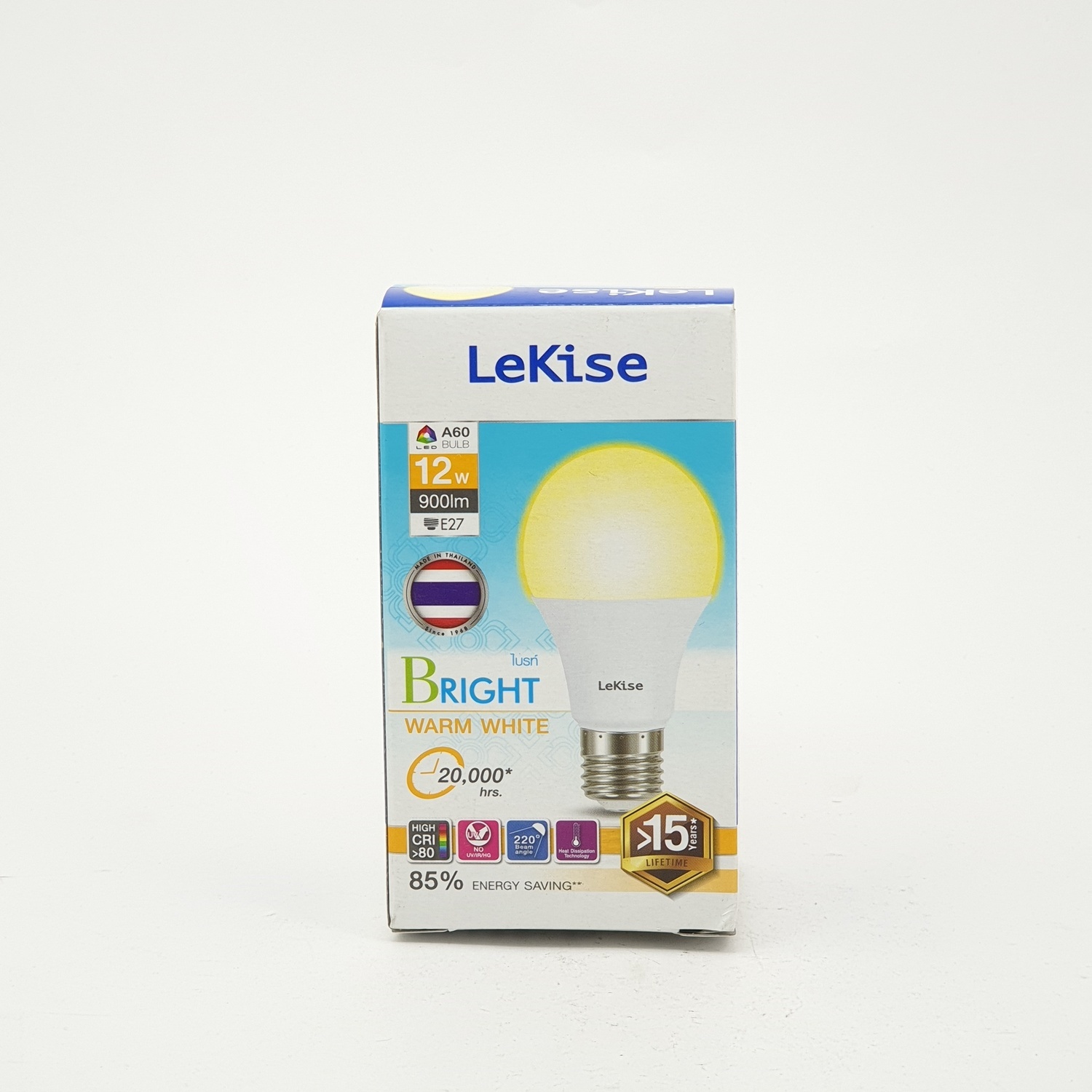 LEKISE หลอดไฟ แอลอีดี A60 12 วัตต์ รุ่น Bright แสงวอร์มไลท์