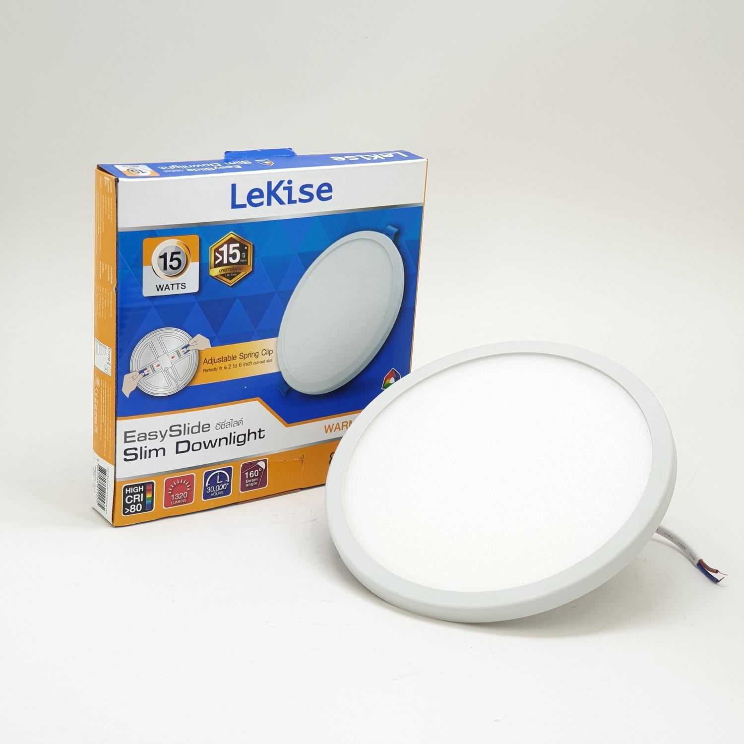 ดาวน์ไลท์LEDสลิมอีซี่สไลด์ กลม 15วัตต์ วอมไวท์