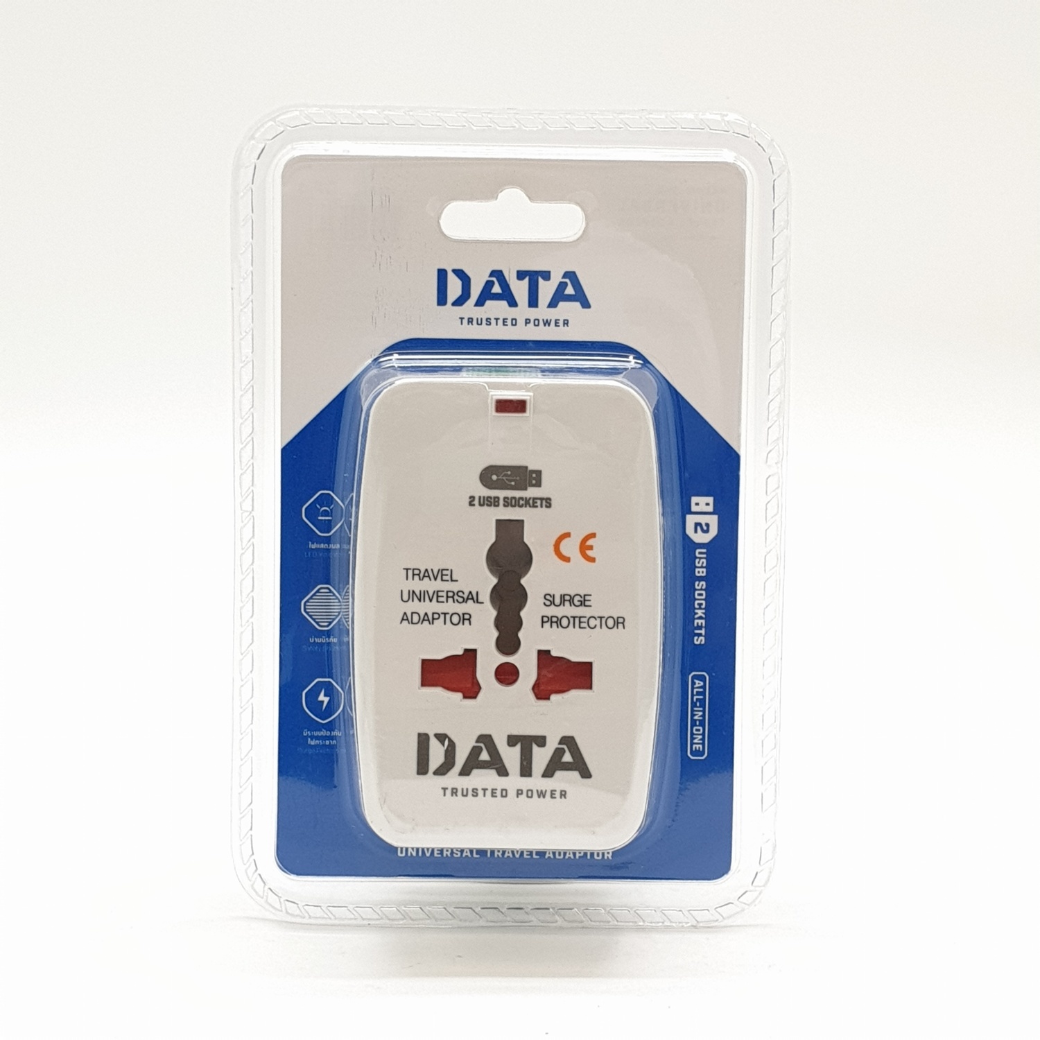 DATA ปลั๊กเอนกประสงค์ 1 ช่อง 2USB ขาเสียบ 3 แบบ DP1USB สีขาว