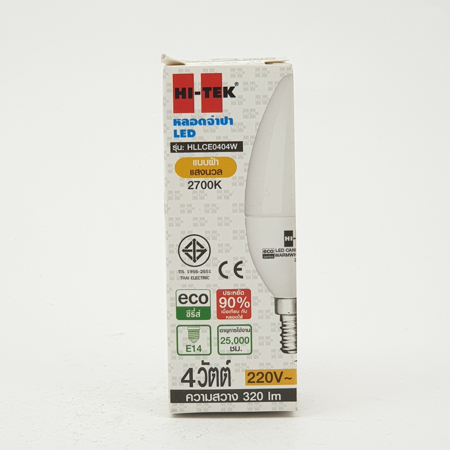 HI-TEK หลอดจำปา LED แสงวอร์ม HLLCE0404W