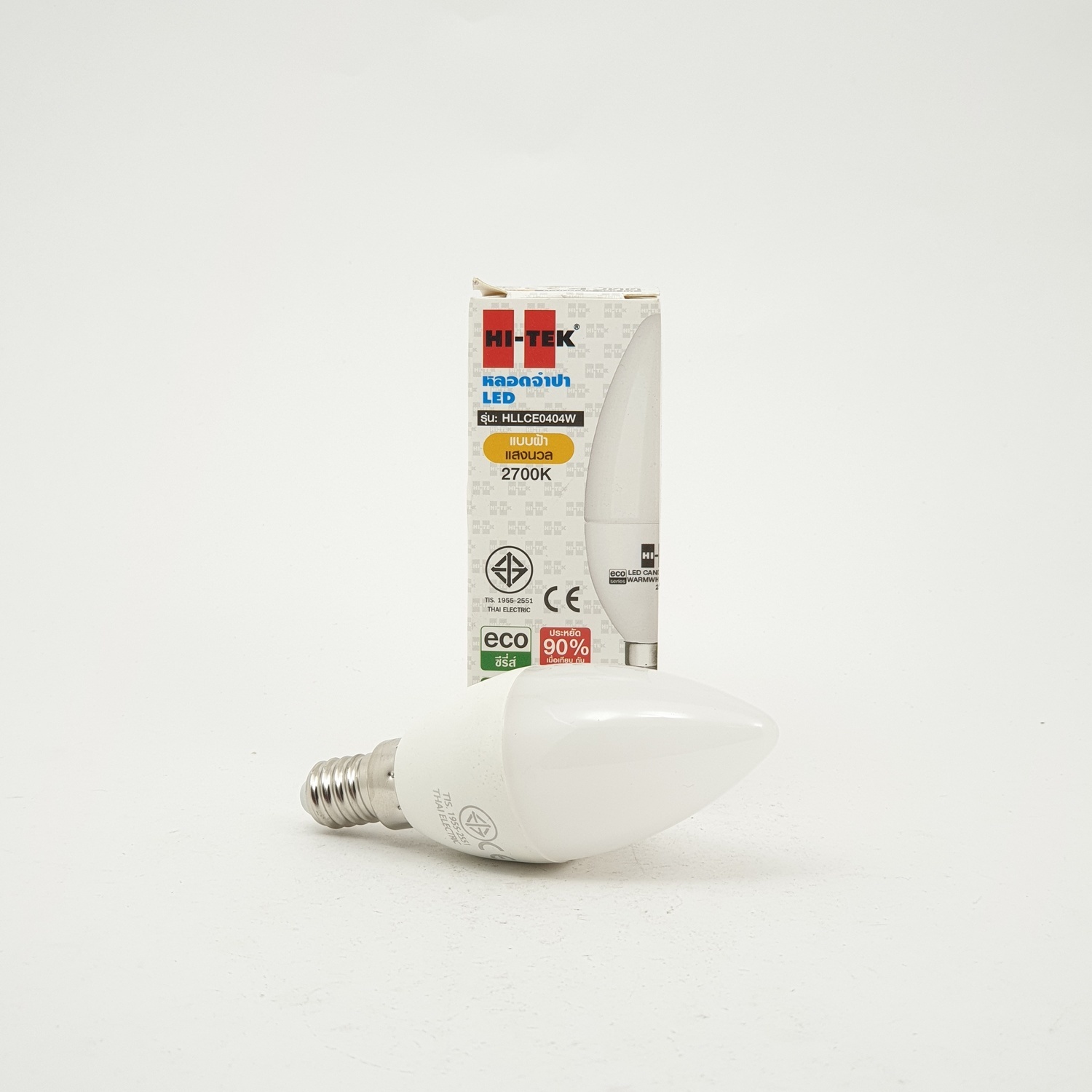 HI-TEK หลอดไฟจำปา LED E14 4W แสงวอร์มไวท์