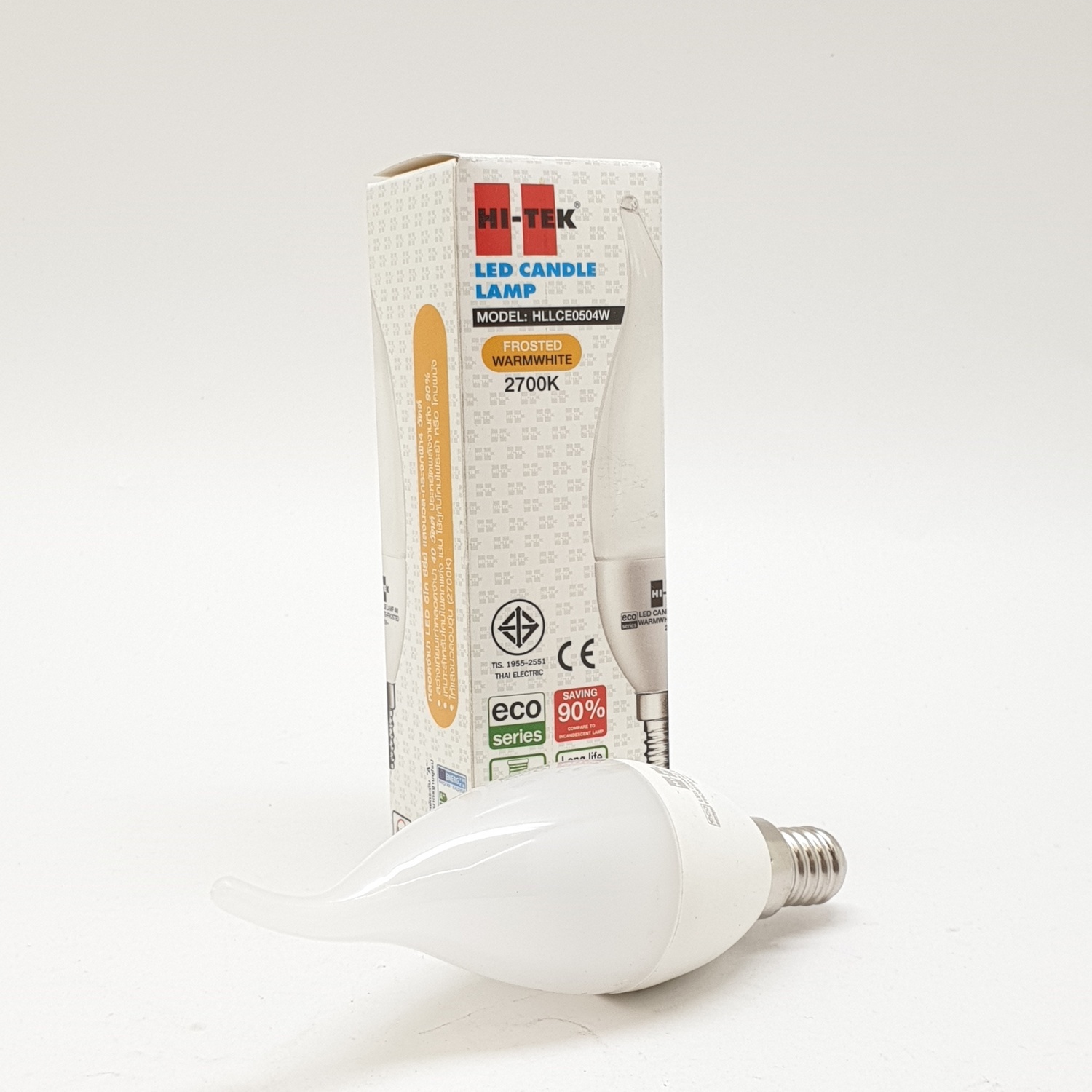 HI-TEK หลอดจำปาทรงเปลวเทียน LED 4W. E14 HLLCE0504W