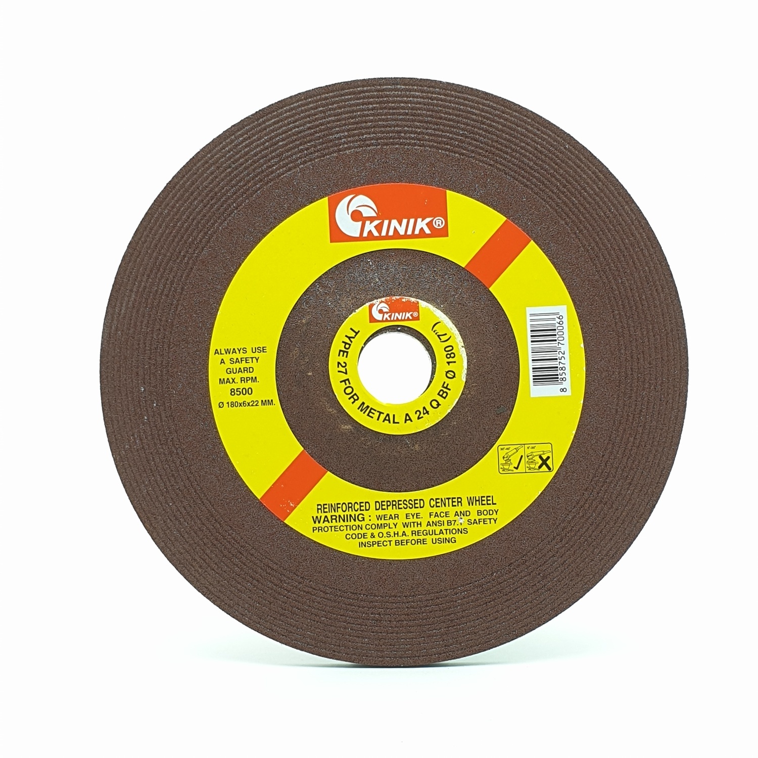 KINIK แผ่นเจียร 180x6x22 mm. 7 A24QBF27 ดำ