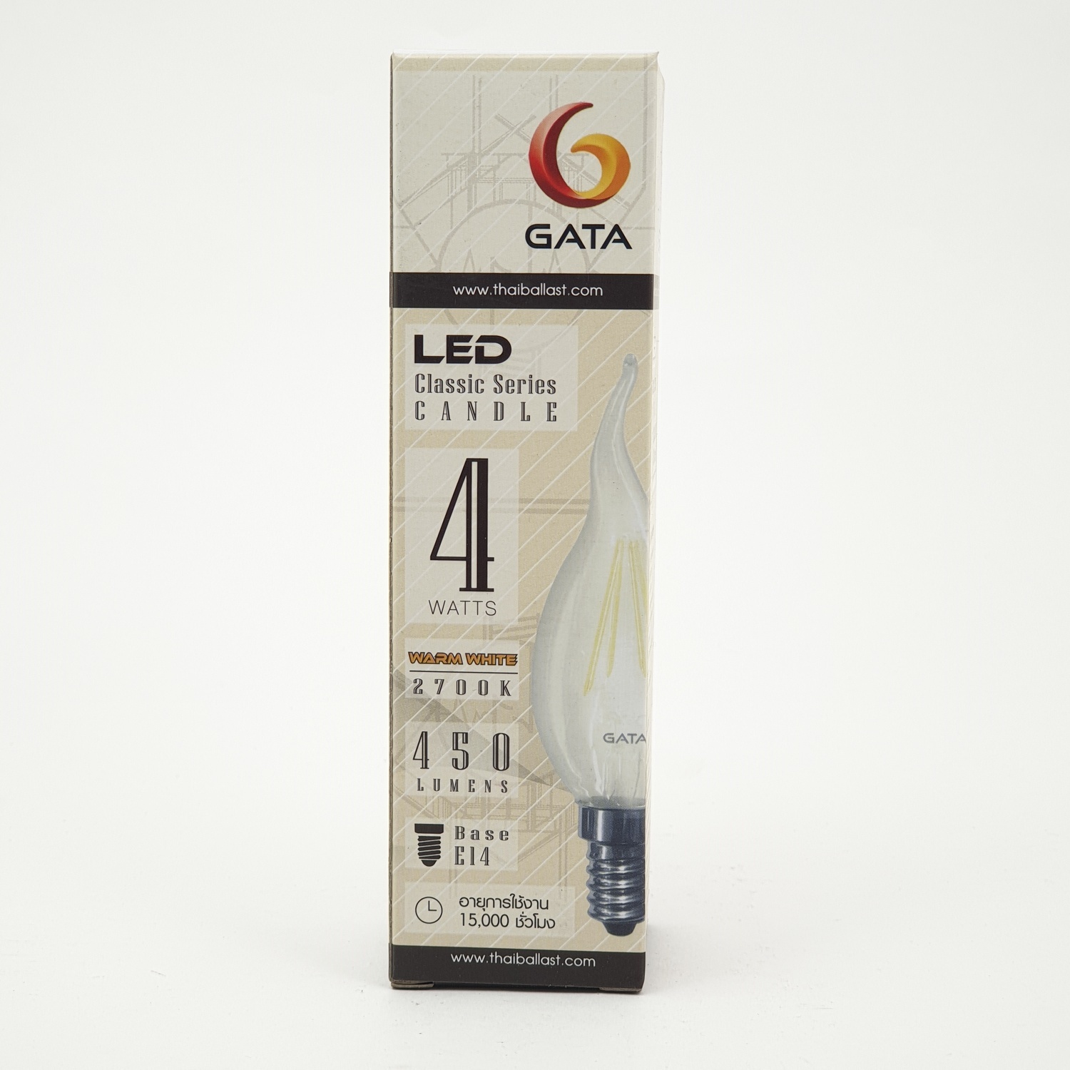 GATA หลอด LED 4W (เปลวเทียน) Candle 4W E14 ขาว-เหลือง