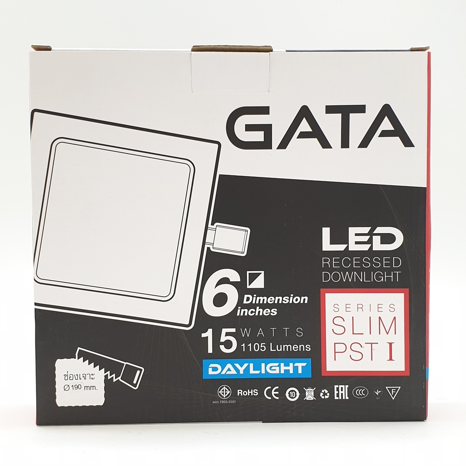 GATA โคมดาวไลท์ LED 6 นิ้ว 15W Day สี่เหลี่ยม (Slim) 