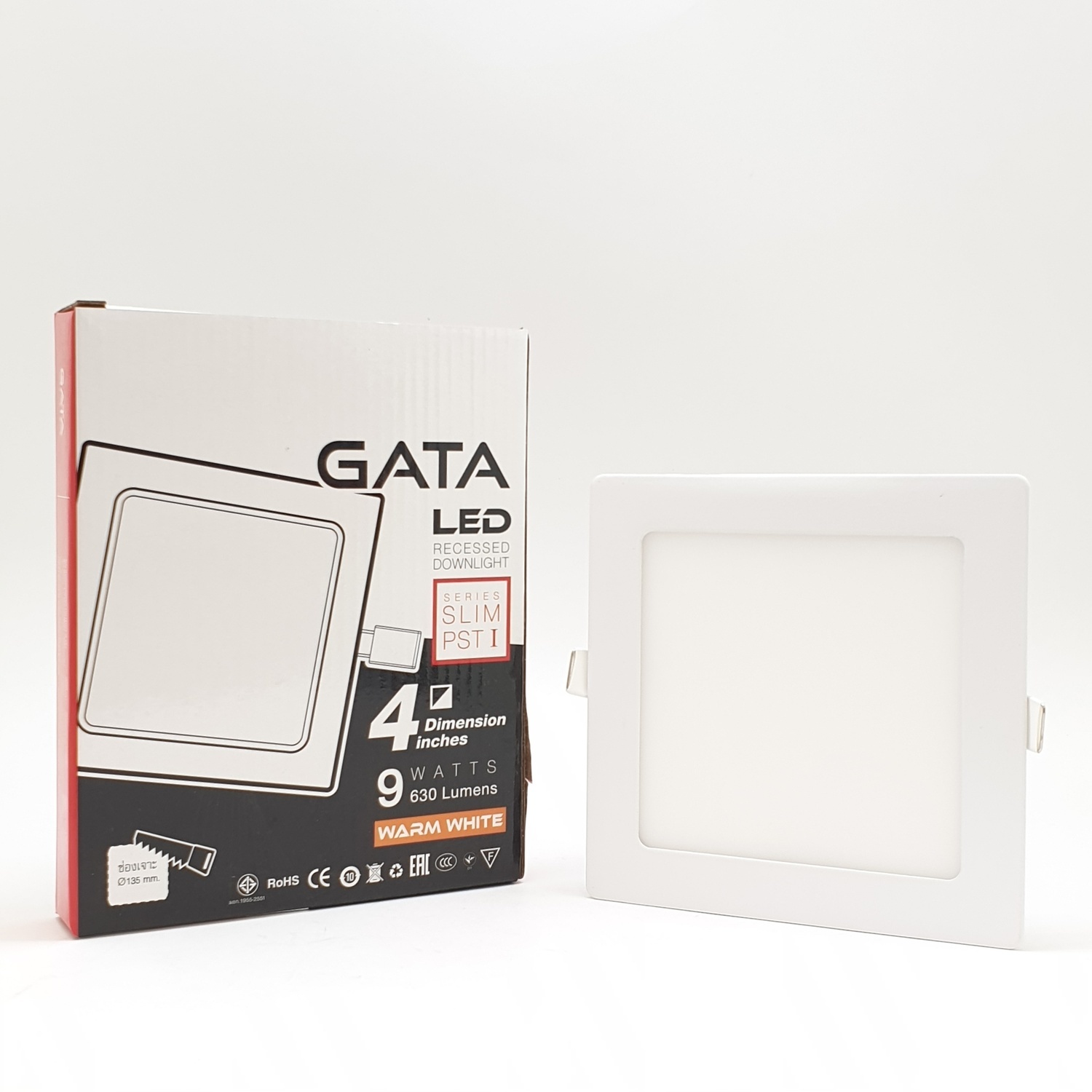 GATA โคมดาวไลท์ LED ขนาด 4นิ้ัว 9W Warm (Slim1) สี่เหลี่ยม