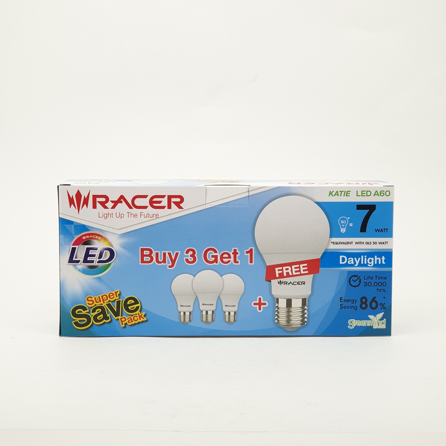 RACER หลอดแอลอีดี A60 7W แสงขาว -