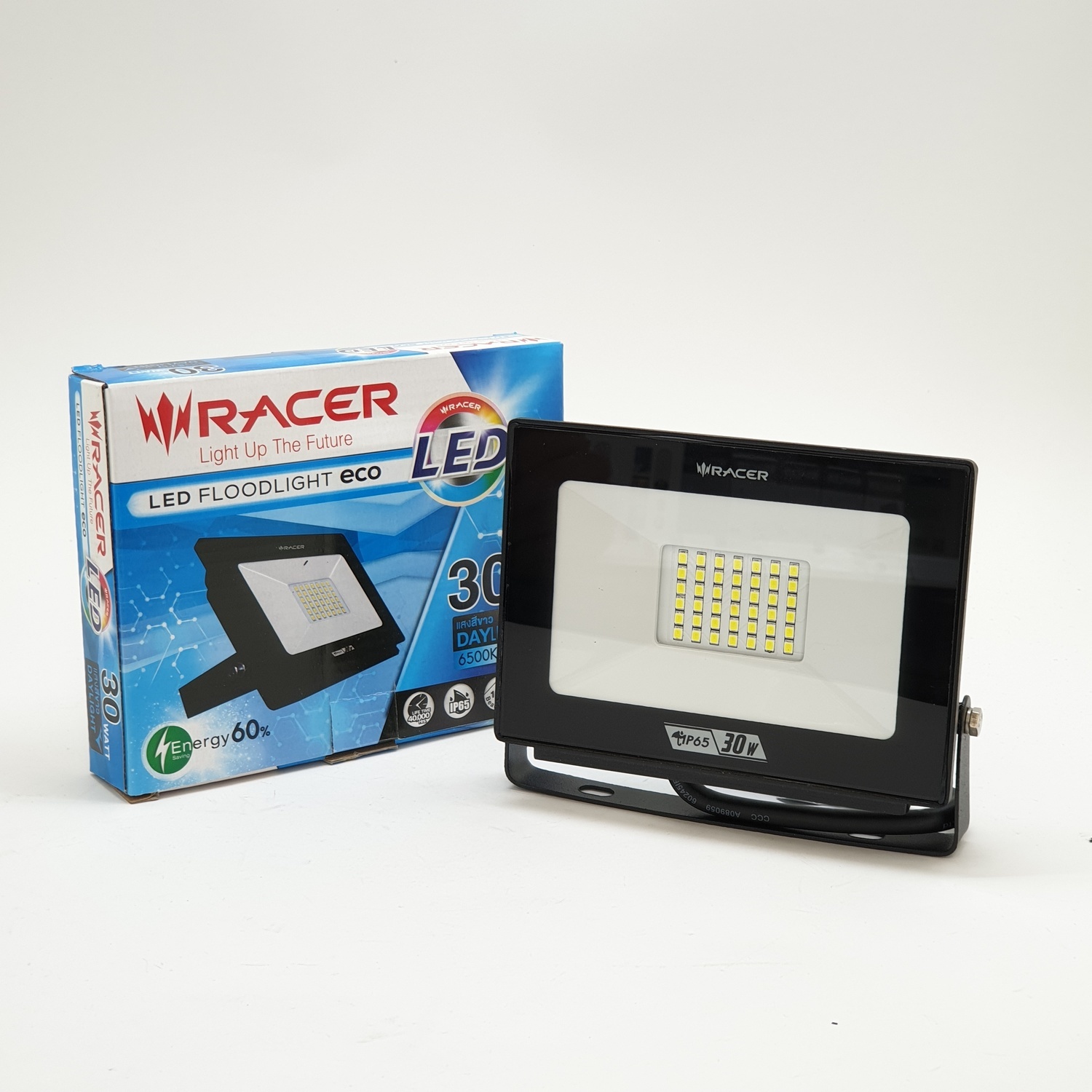 โคมฟลัดไลท์ LED Eco 30W แสงขาว RACER