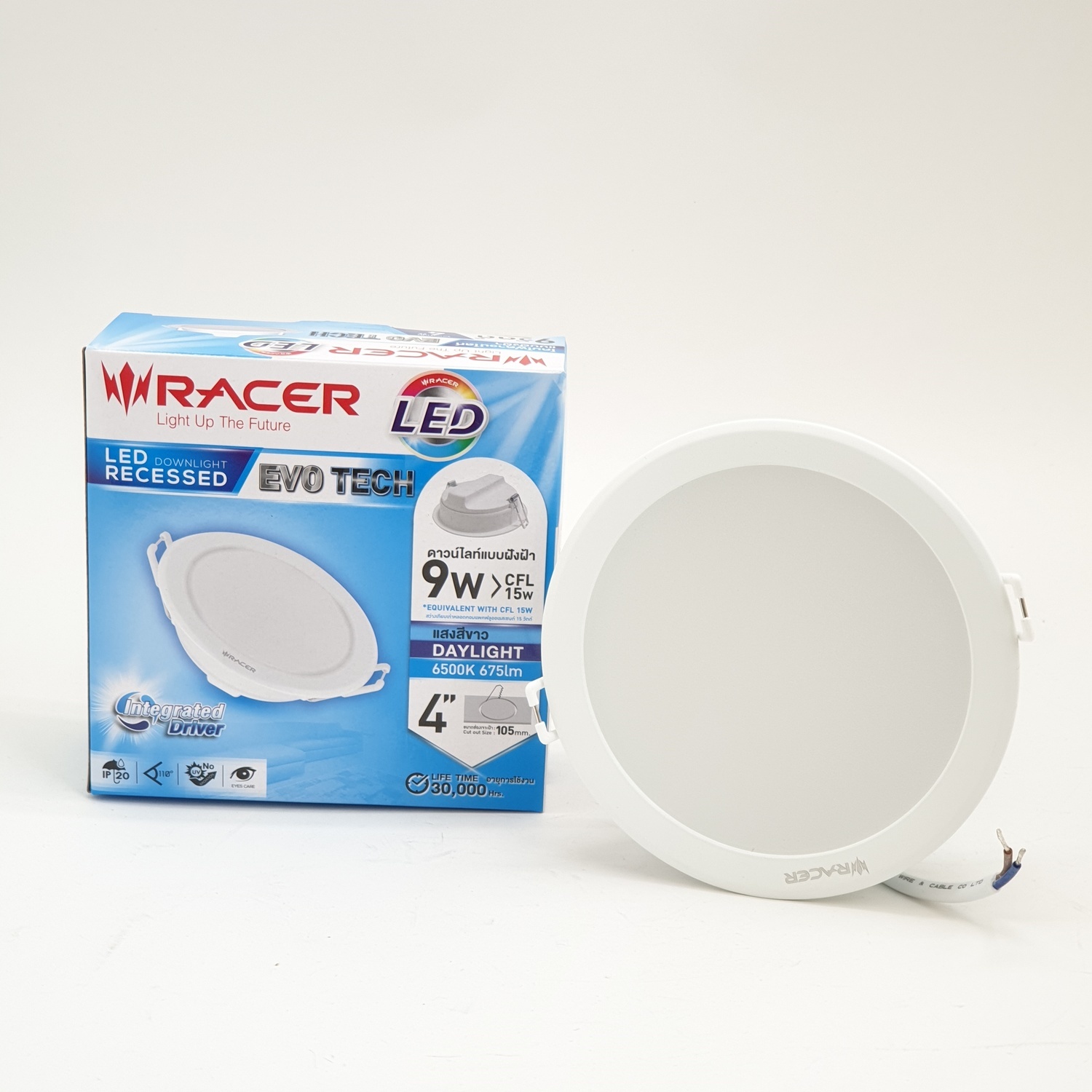 RACER แอลอีดี ดาวน์ไลท์ อีโวเท็ค 9วัตต์ แสงขาว LED DOWNLIGHT EVO TECH 9W DL สีขาว