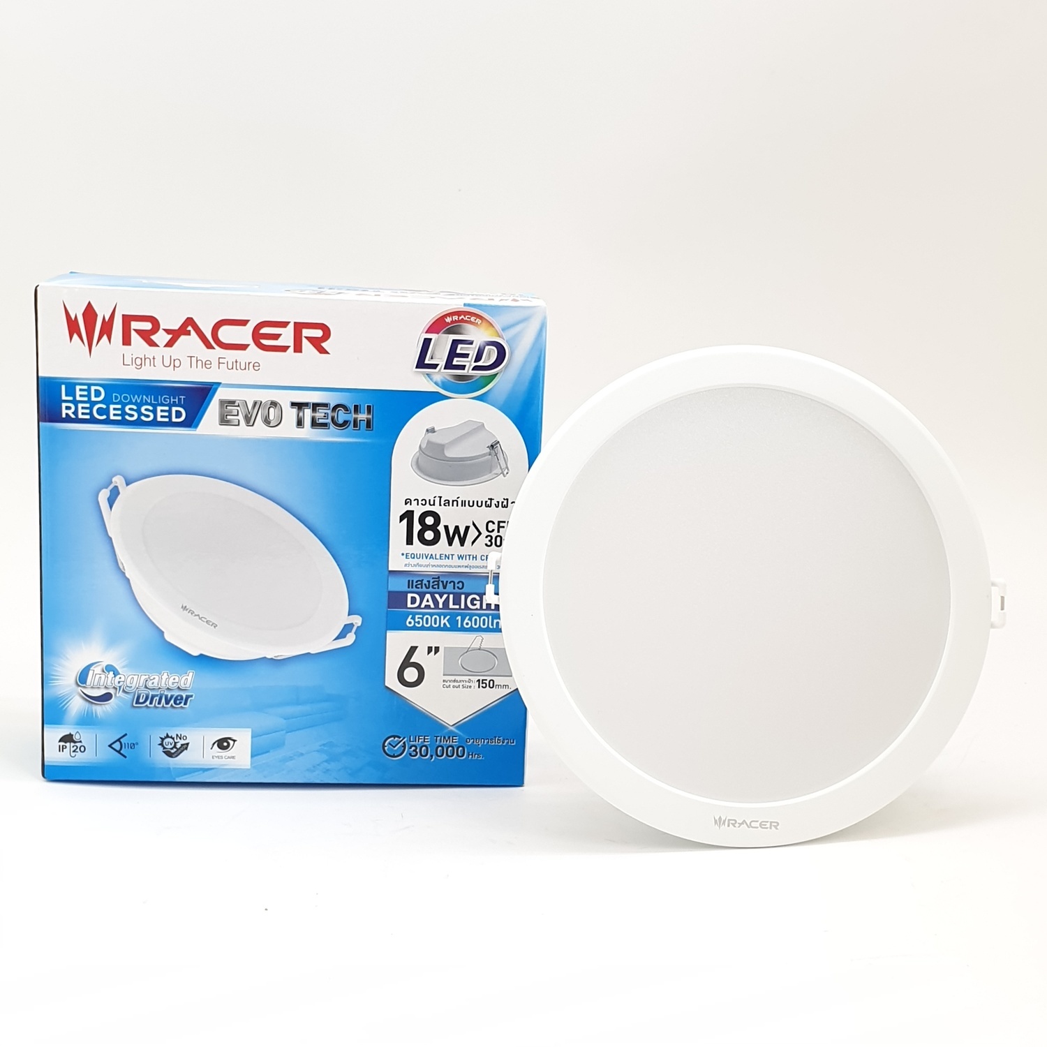 RACER แอลอีดี ดาวน์ไลท์ อีโวเท็ค 18 วัตต์ แสงขาว LED DOWNLIGHT EVO TECH 18W DL สีขาว