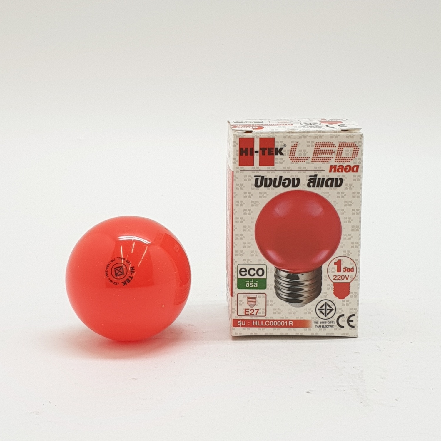 HI-TEK หลอดปิงปอง 1W. E27 HLLC00001R สีแดง