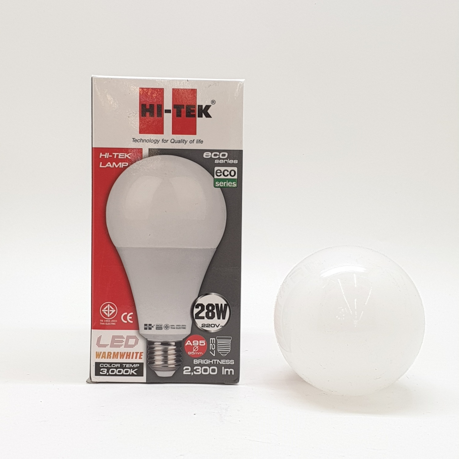 HI-TEK หลอดไฟแอลอีดีทรงเอ E27 28W รุ่น HLLEA2728W แสงวอร์มไลท์