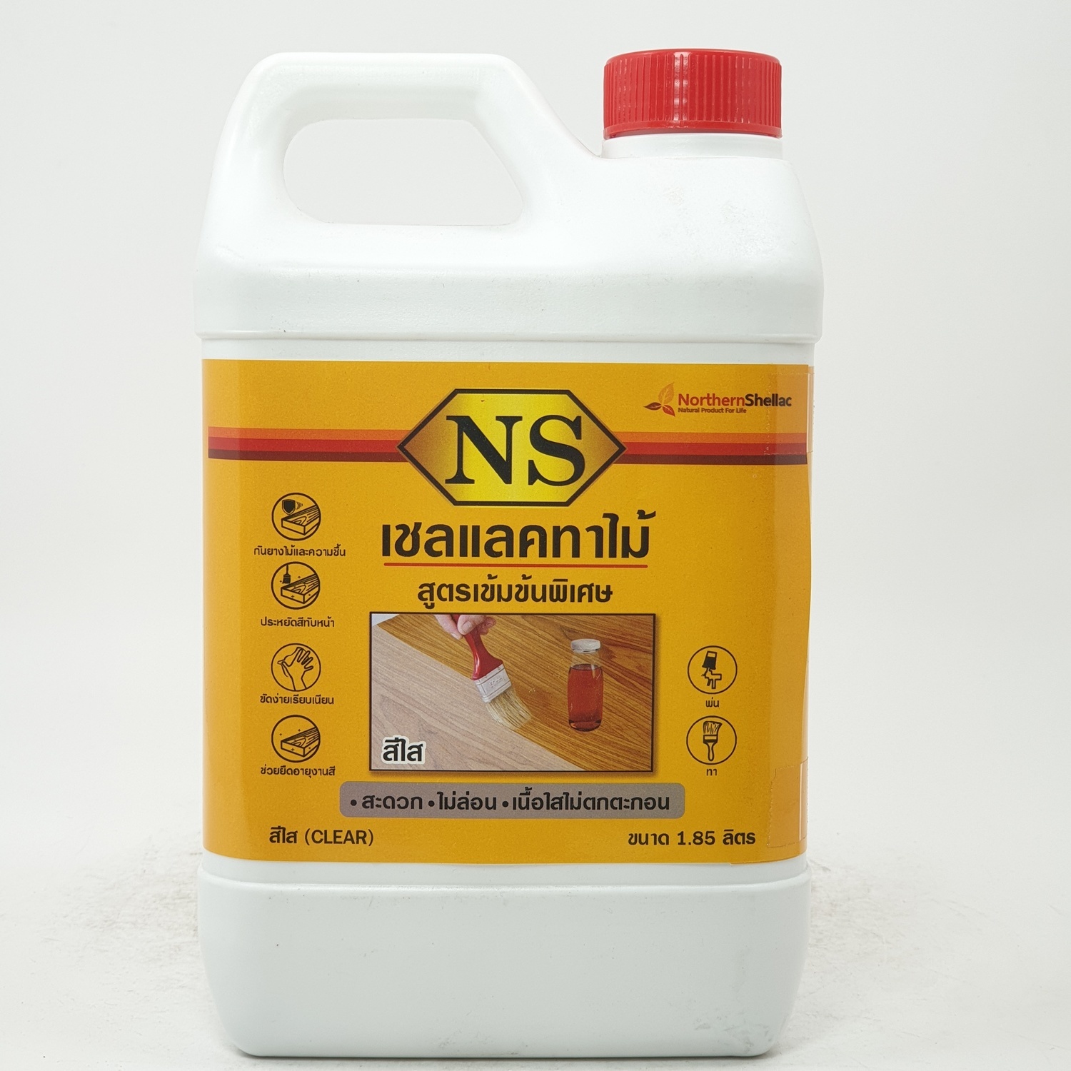 NS เชลแลคทาไม้   1.85 ลิตร สีใส
