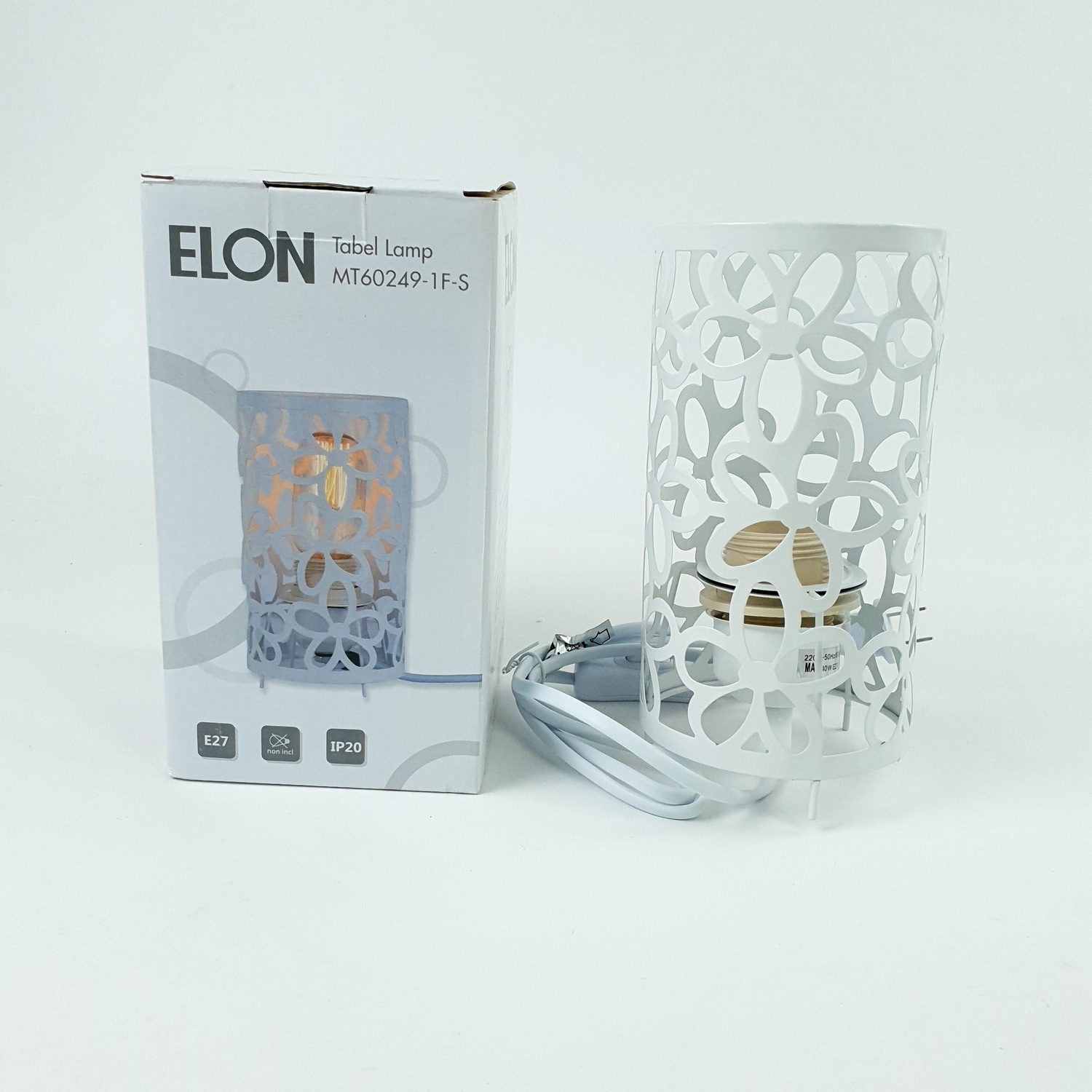 ELON โคมไฟตั้งโต๊ะ Classic MT60249-1F-S**แถมฟรี 8859548102873 หลอดปิงปองสีฟ้า 1.5 W BL-G45-Y001 ELON** สีขาว