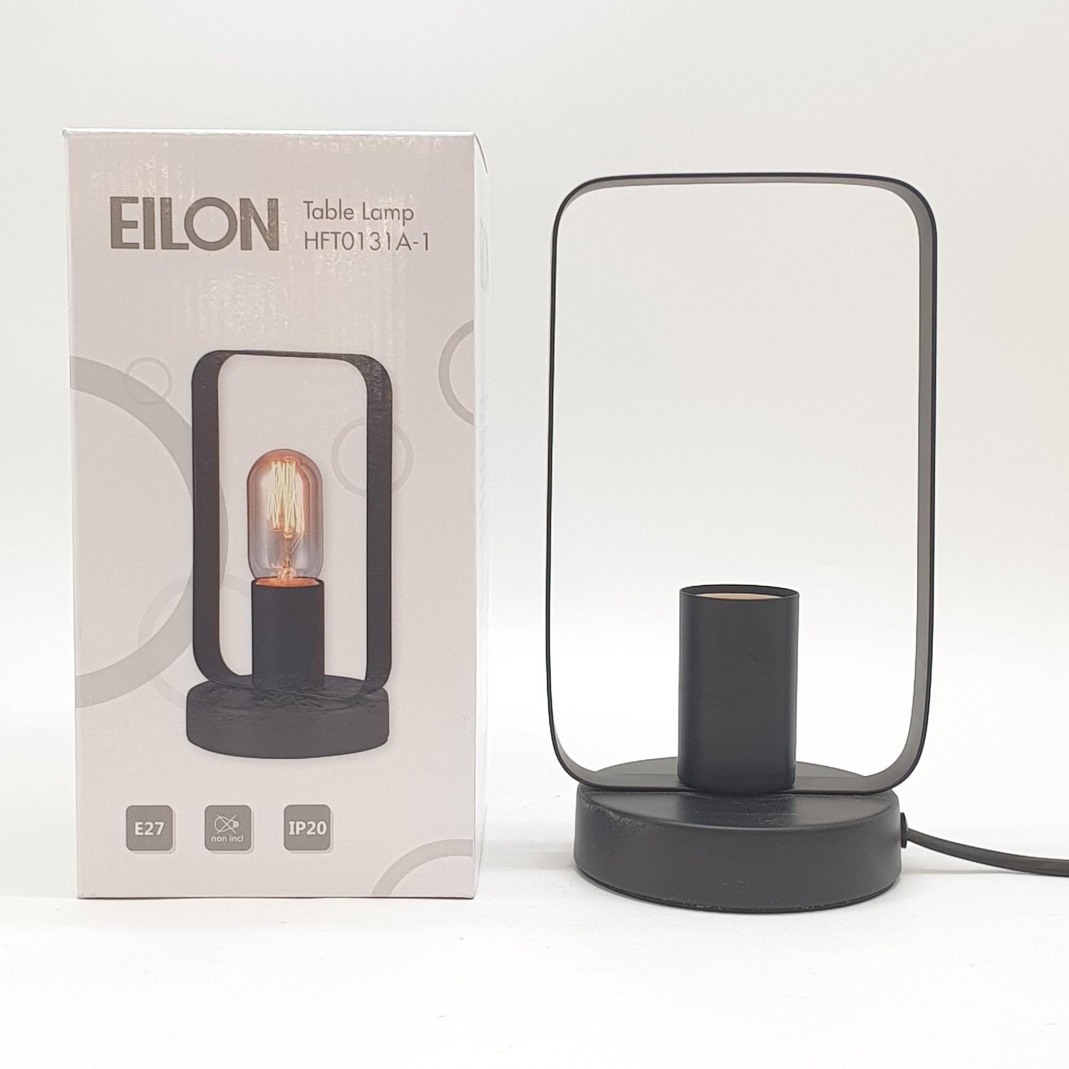 EILON โคมไฟตั้งโต๊ะวินเทจ 40 W ขั้ว E27 HFT0131A-1 สีดำ