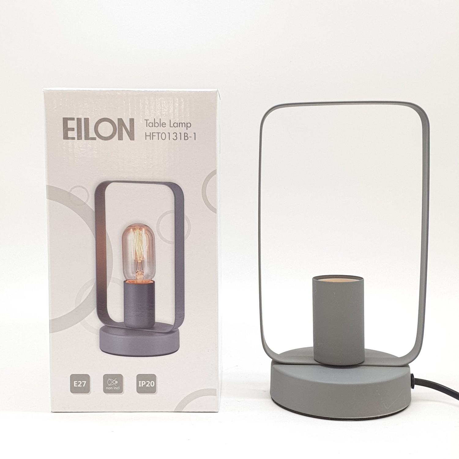 EILON โคมไฟตั้งโต๊ะวินเทจ 40 W ขั้ว E27 HFT0131B-1 สีเทา
