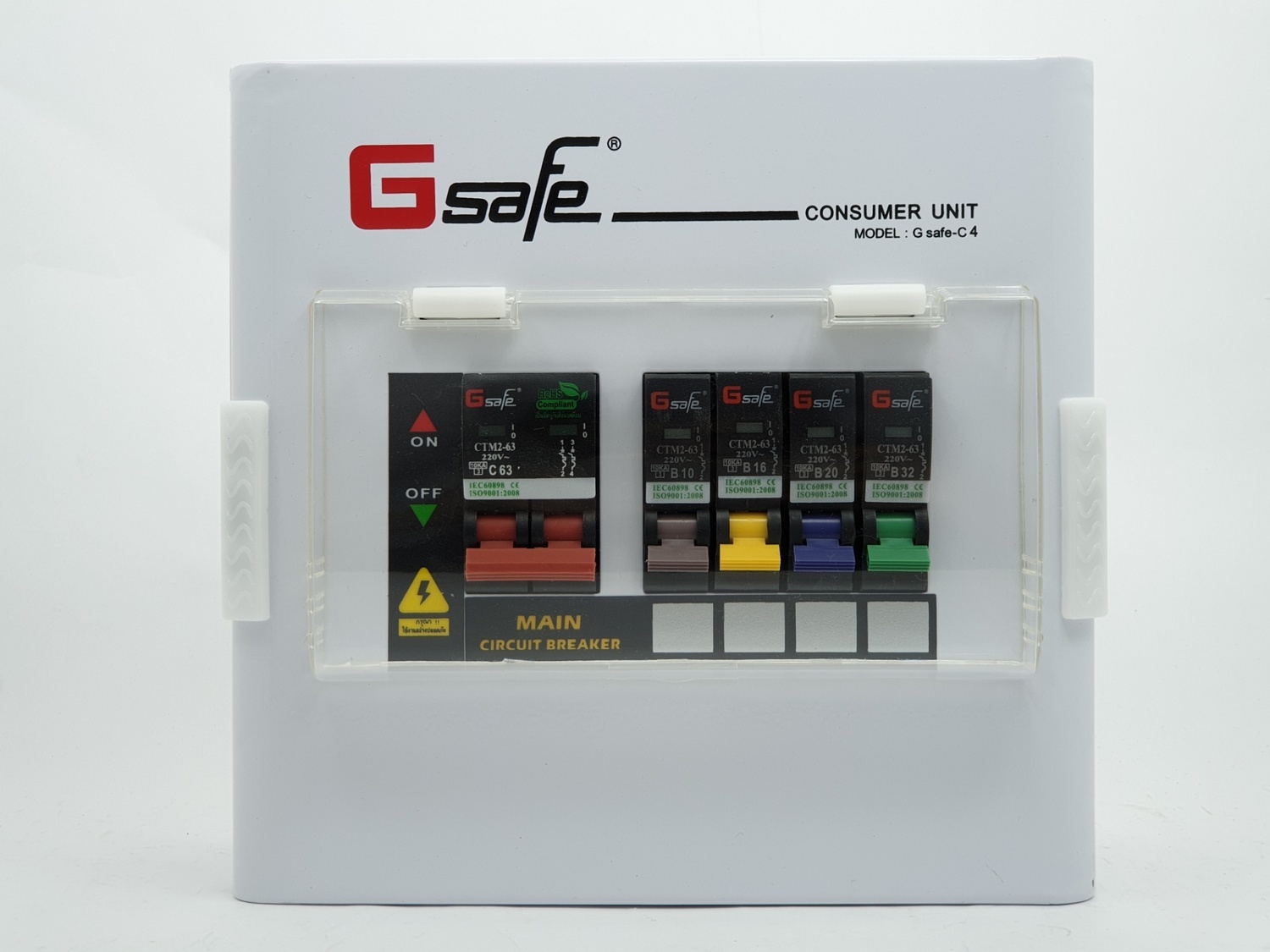 G-Safe ตู้คอนซูเมอร์สำเร็จ C4/4ช่อง 63A สีขาว