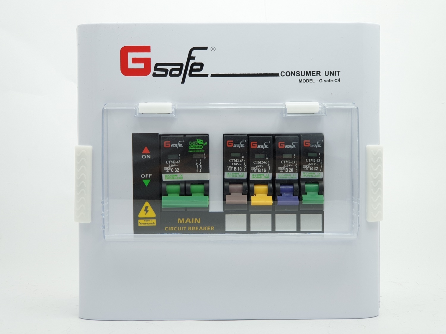 Gsafe ตู้คอนซูเมอร์สำเร็จ G safe-C4/4ช่อง 32A C4 ขาว
