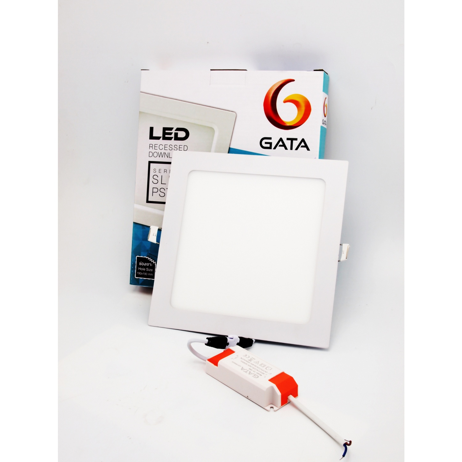 GATA โคมดาวไลท์ LED แบบฝังฝ้าหน้าเหลี่ยม ขอบสีขาว 6นิ้ว 15W รุ่น Slim1 แสงเดย์ไลท์