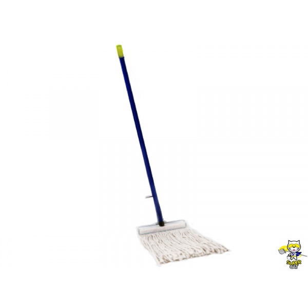 SUPERCAT ม็อบหนีบหัวเหล็ก ขนาด 10 นิ้ว 300 กรัม ด้ามหุ้ม PVC สีขาว-น้ำเงิน