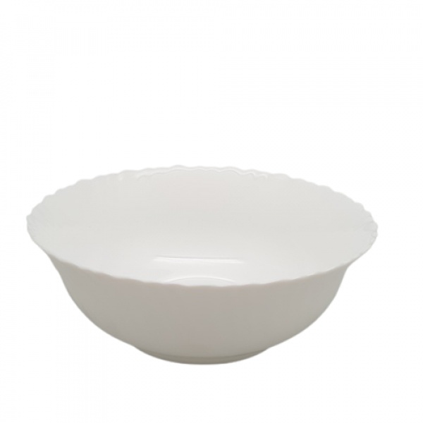 ADAMAS จานโอปอลขอบริ้ว 8 นิ้ว HBDW80-H0 สีขาว
