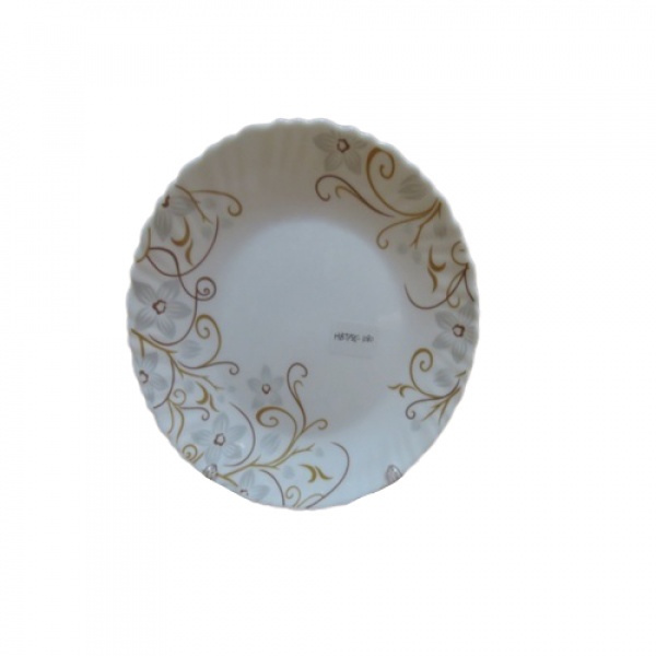 ADAMAS จานโอปอลขอบริ้ว ลายดอกซากุระ 8.5 นิ้ว HBTP85-1080 สีขาว