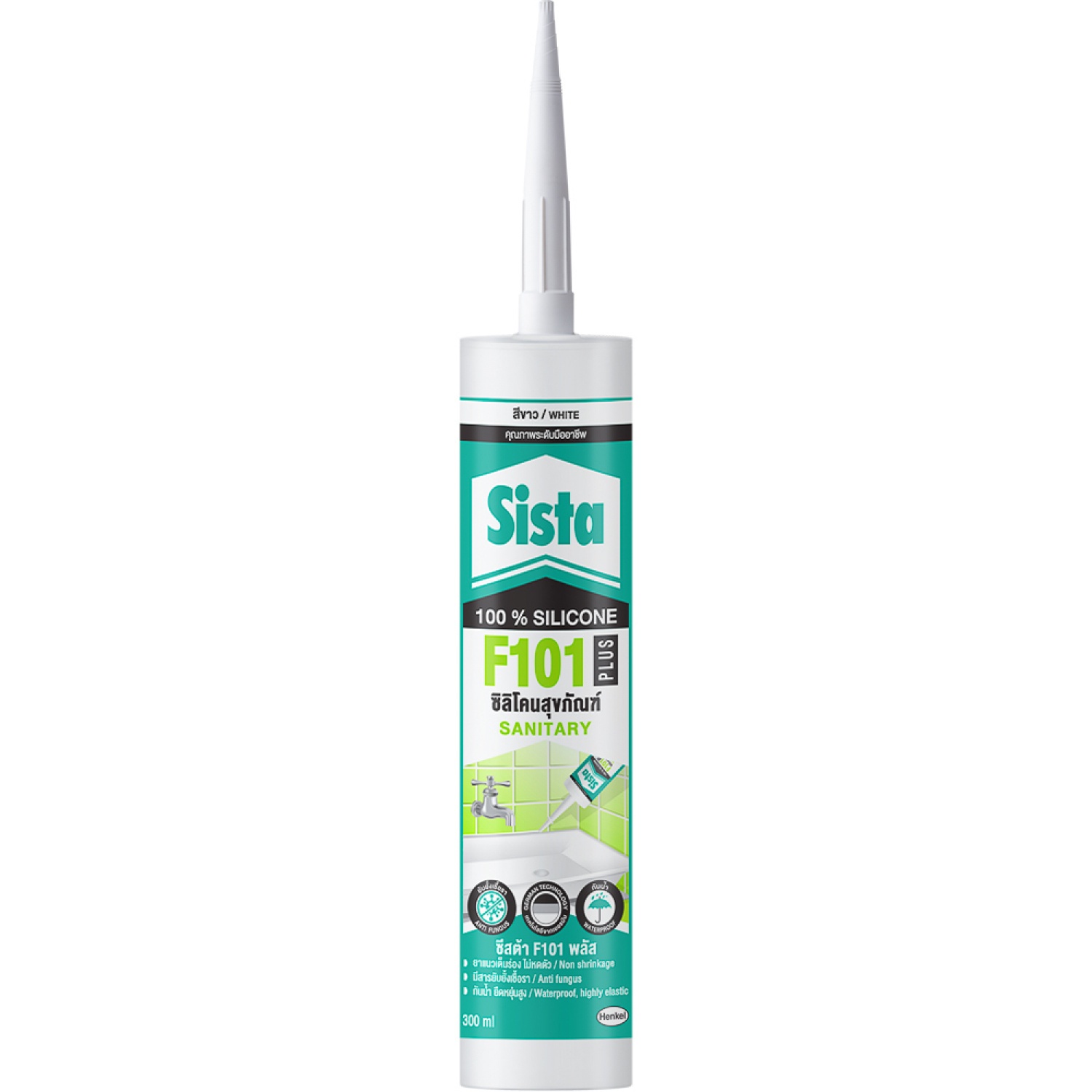 Sista ซีสต้า F101 Plus ยาแนวซิลิโคนสุขภัณฑ์ (สีขาว) 300 มล F101 พลัส สีขาว