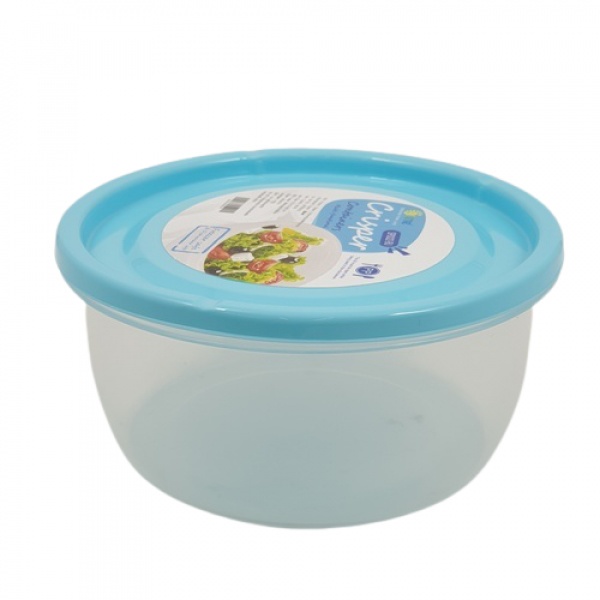 GOME กล่องอาหารพลาสติกทรงกลม ขนาด 13.7x13.7x6.5 ซม. SP0022-BU 650ML. สีฟ้า