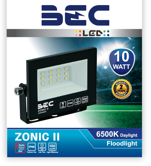 BEC ชุดโคมฟลัดไลท์ LED 10W รุ่น ZONIC II แสงเดย์ไลท์