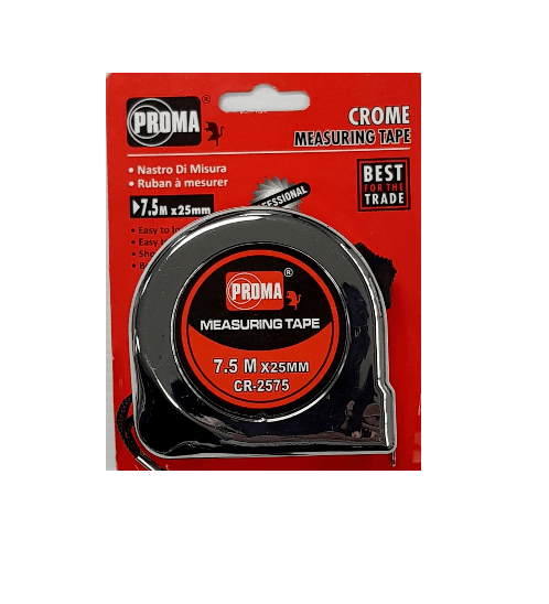 PROMA ตลับเมตร ชุบโครมเมี่ยม ยาว 7.5 เมตร - โครเมี่ยม