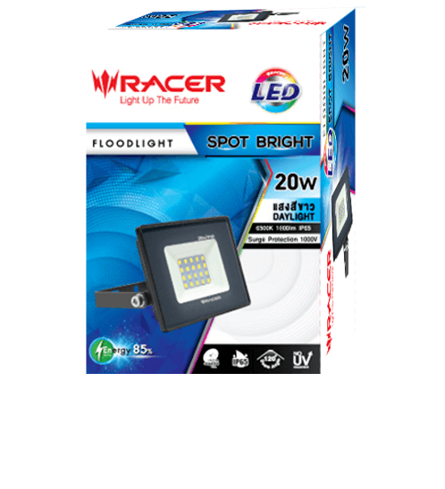 RACER โคมไฟสปอร์ตไลท์ LED 20W 6500K IP65 รุ่น Bright แสงเดย์ไลท์