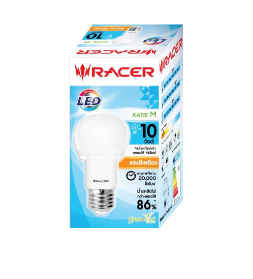 RACER หลอดไฟ LED Bulb E27 10W รุ่น KATIE M BULB แสงวอร์มไลท์