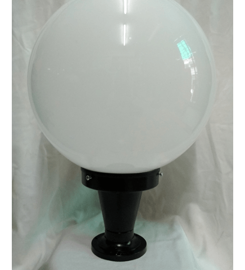 The Sun โคมไฟหัวเสา ถ้วย 12 นิ้ว แก้วกลม ขามิเนียม PA12/1-B สีดำ