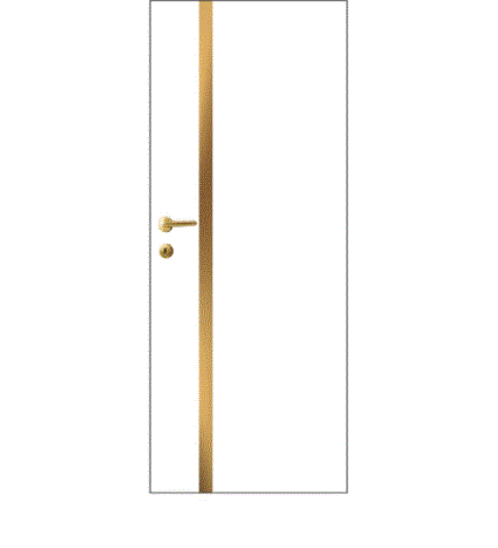 LEOWOOD ประตู iDoor Modish Metal Line เส้นกลาง/สีทองแดง 1 เส้น ขนาด 80x200ซม. สีขาวมุก