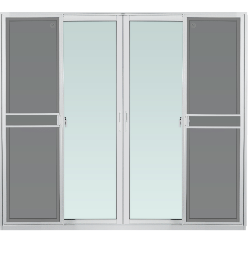 TRUSTAND (EZY WINDOW) ประตูอะลูมิเนียมบานเลื่อนพร้อมมุ้งลวด ขนาด 240x205ซม. FSSF (ENZO) สีขาว