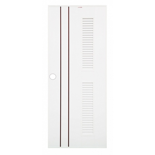 CHAMP ประตูยูพีวีซี เซาะร่องน้ำตาลพร้อมเกล็ดข้าง ขนาด 80x180ซม. IDEA-7 สีขาว